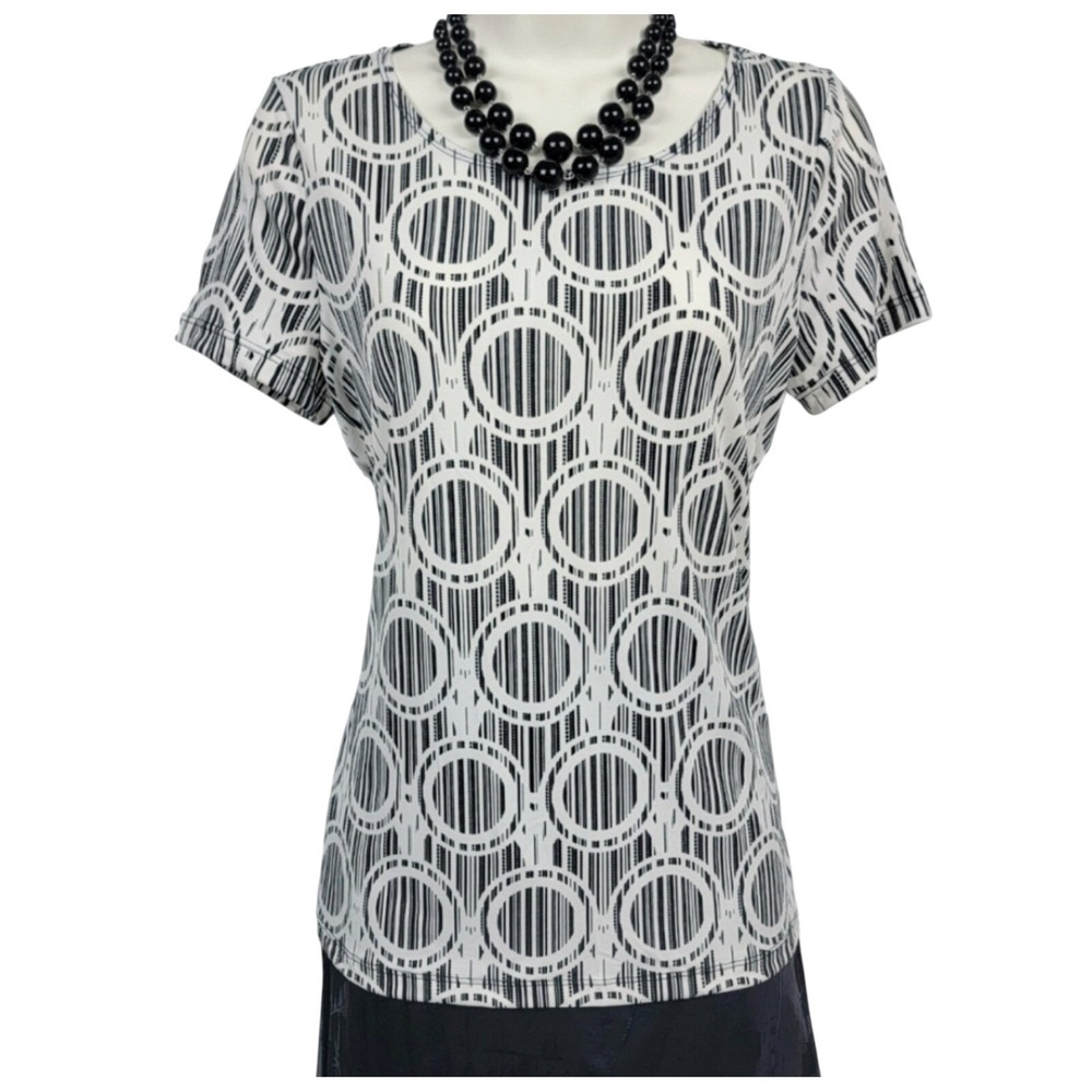 East 5th Stretch‎ Black & White Geometric Women's Top SMALL NEW NWT!